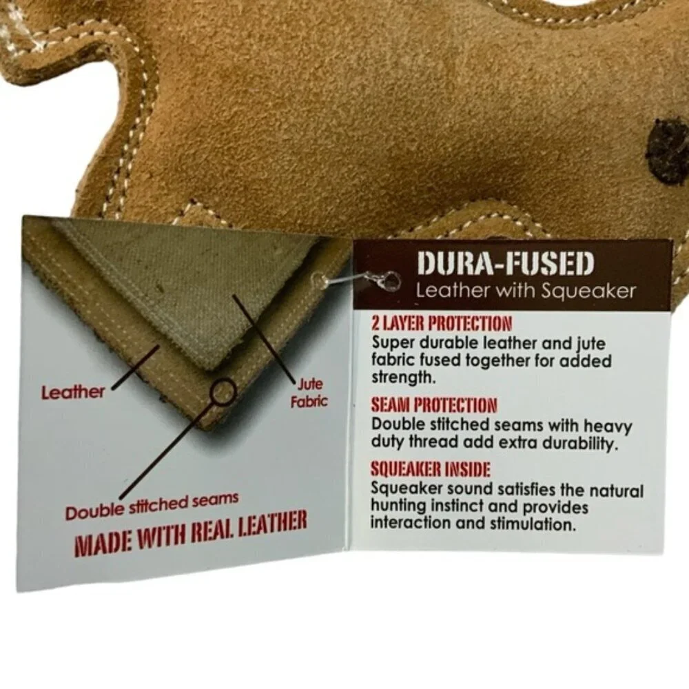 Spot Dog Toy Fused Leather Squeaky Rabbit Strong Durable Toy Ethical Products